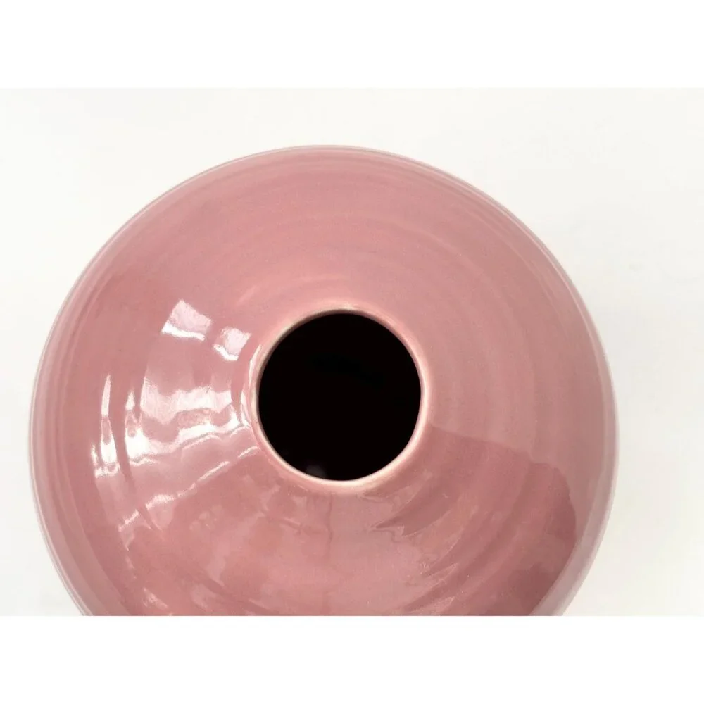 Dusty Rose Minimalist Bulbous Glazed Pottery Midcentury Modern 1980's Vase